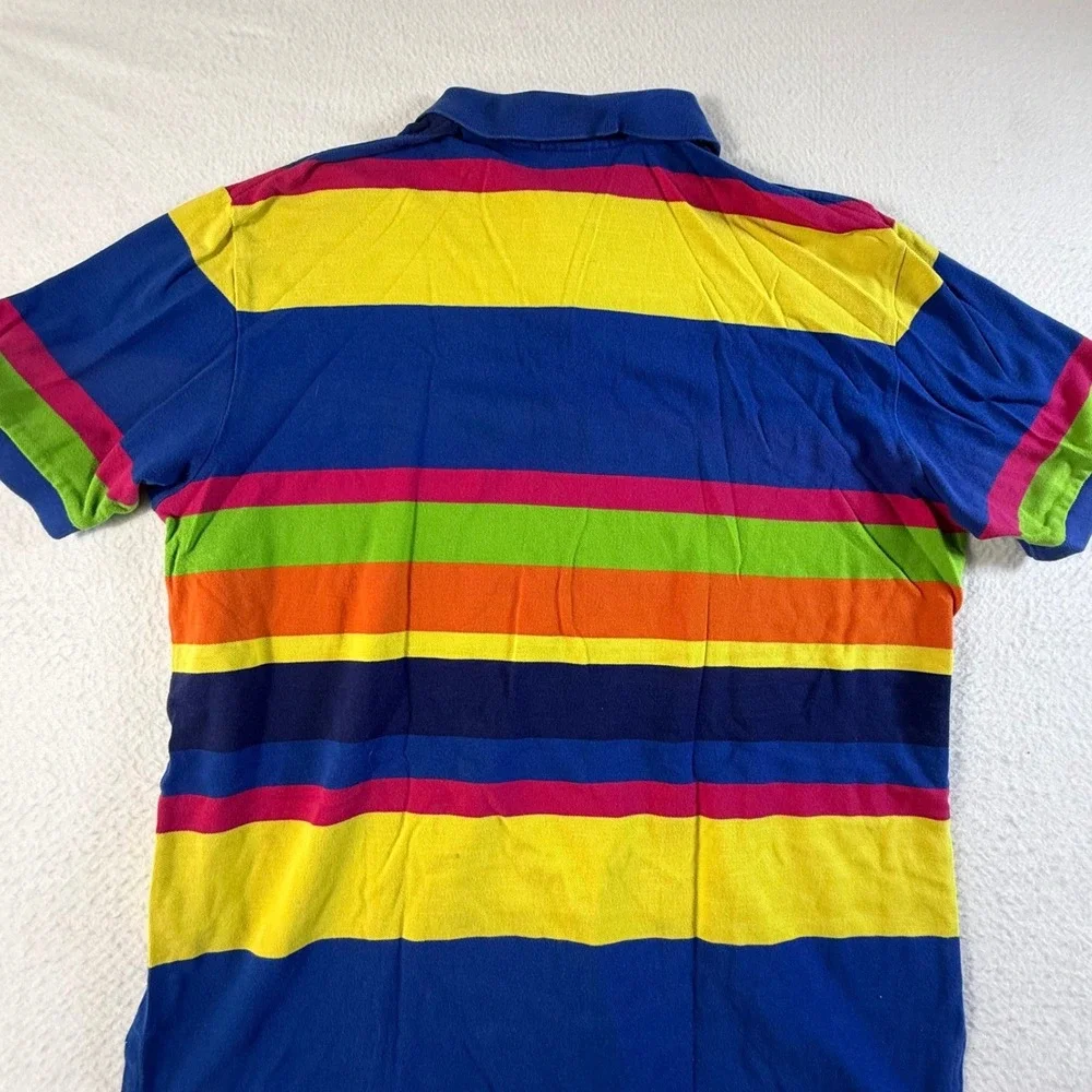 Polo Ralph Lauren Polo Shirt Mens 2XL Striped Multi-Color Rainbow Pique Cotton